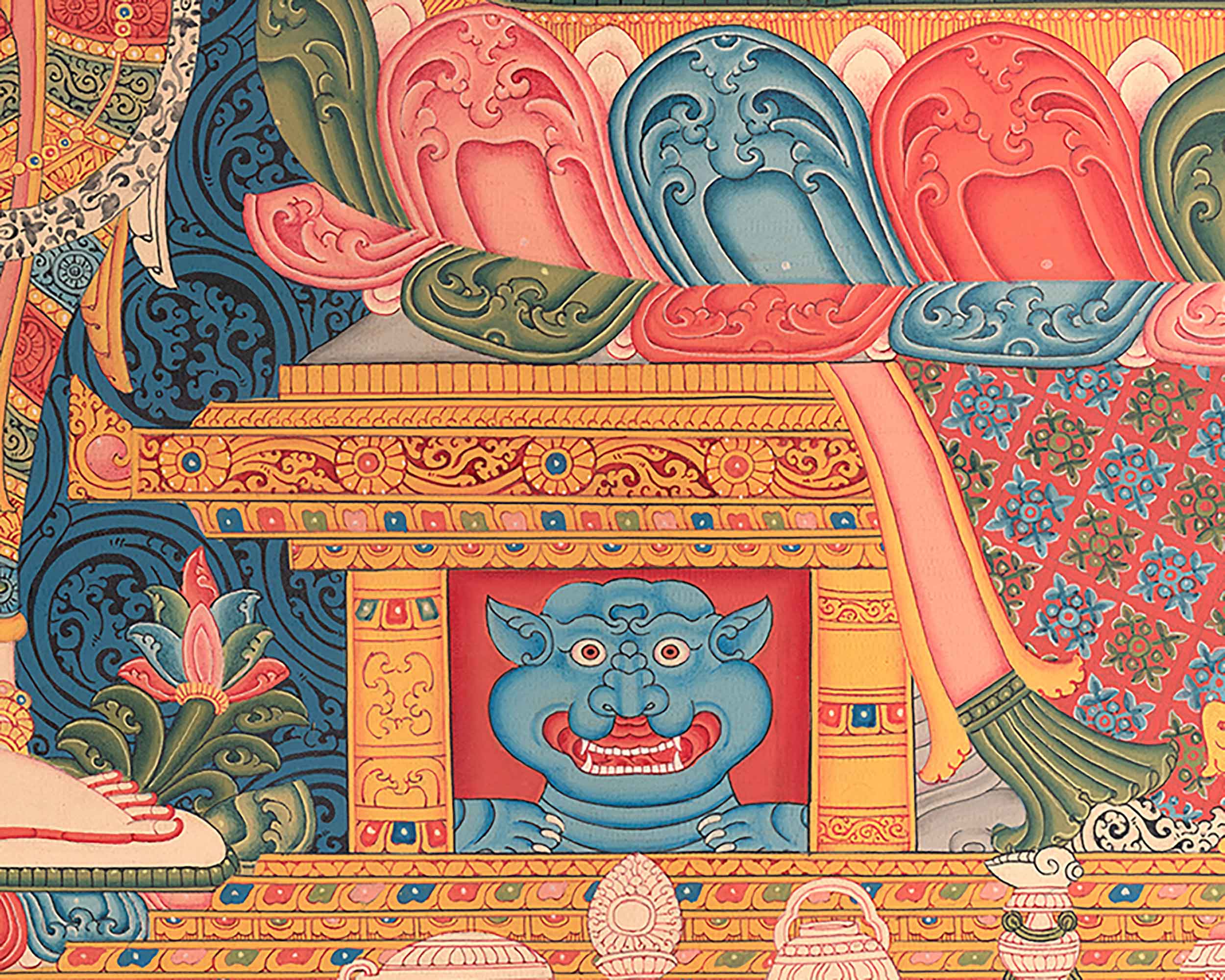 Shakyamuni Buddha and Mara Thangka Print on Canvas | The Path to Liberation | Print for Spiritual Resilience
