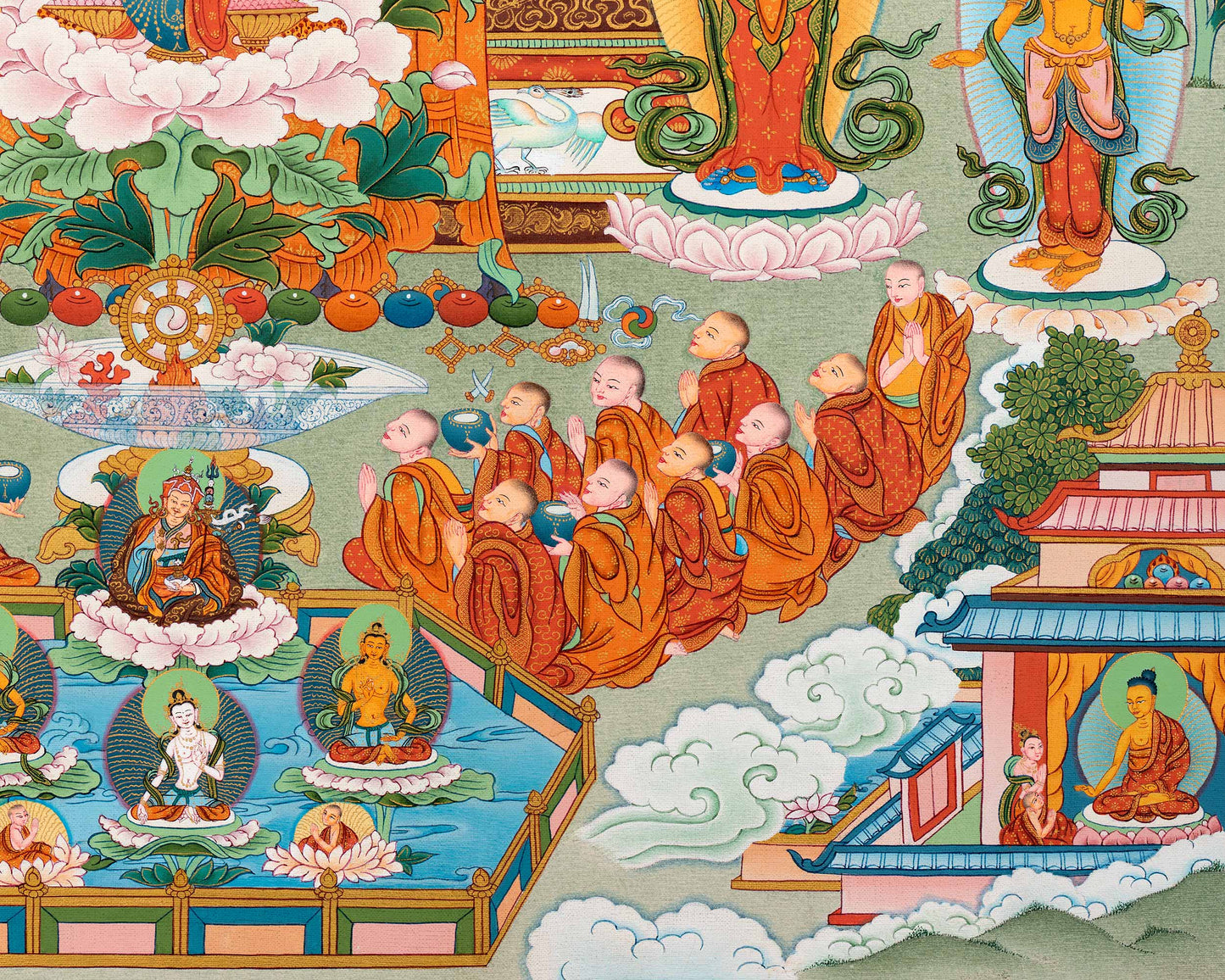 Buddha Amitabha Pureland Thangka, High Quality Giclee Canvas,Thangka Print