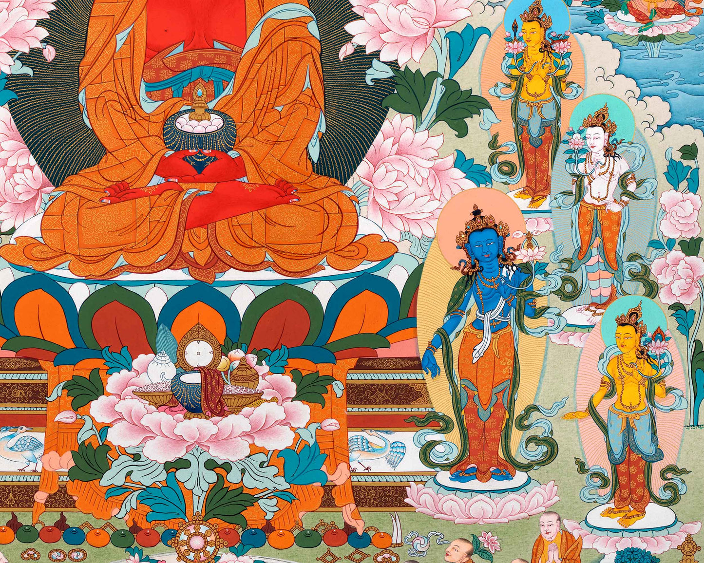 Amitabha Buddha Pure Land Thangka | Tibetan Thangka Hand painted in Enlightenment Studio