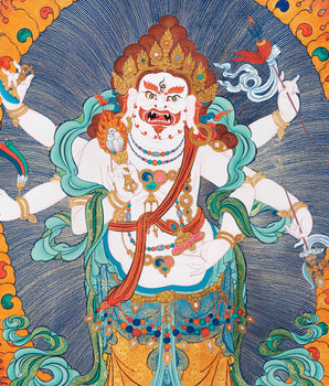 White Mahakala  Thangka, High Quality Giclee Canvas Print, Digital Print