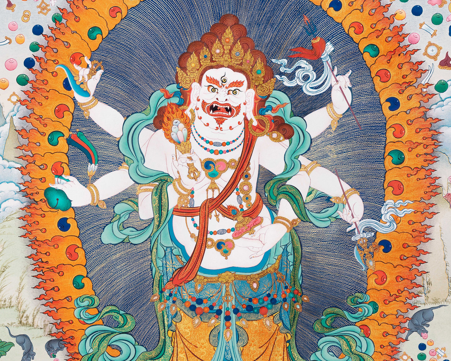 White Mahakala  Thangka, High Quality Giclee Canvas Print, Digital Print