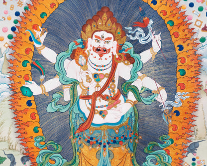 White Mahakala  Thangka, High Quality Giclee Canvas Print, Digital Print