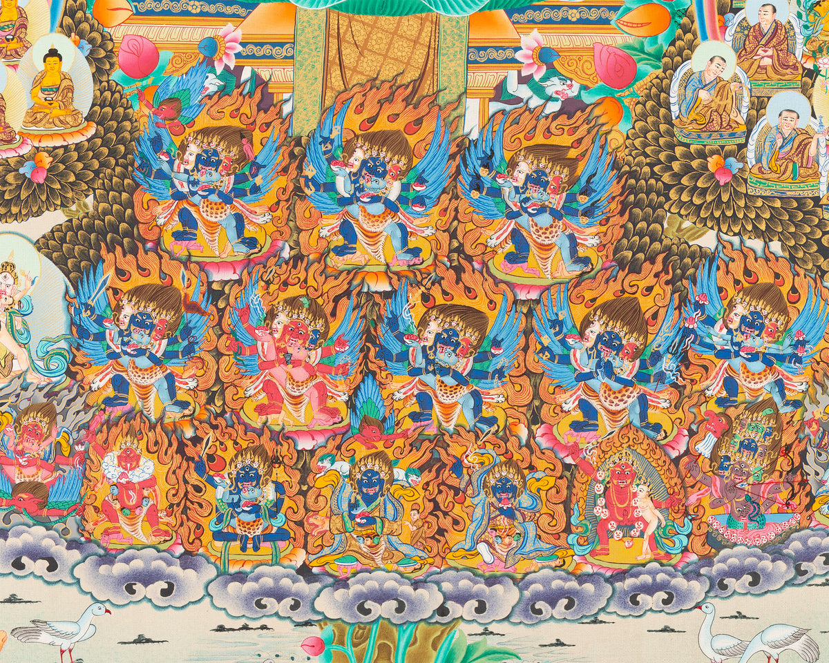 Guru Rinpoche Refuge Tree | Hand Painted Buddhist Print