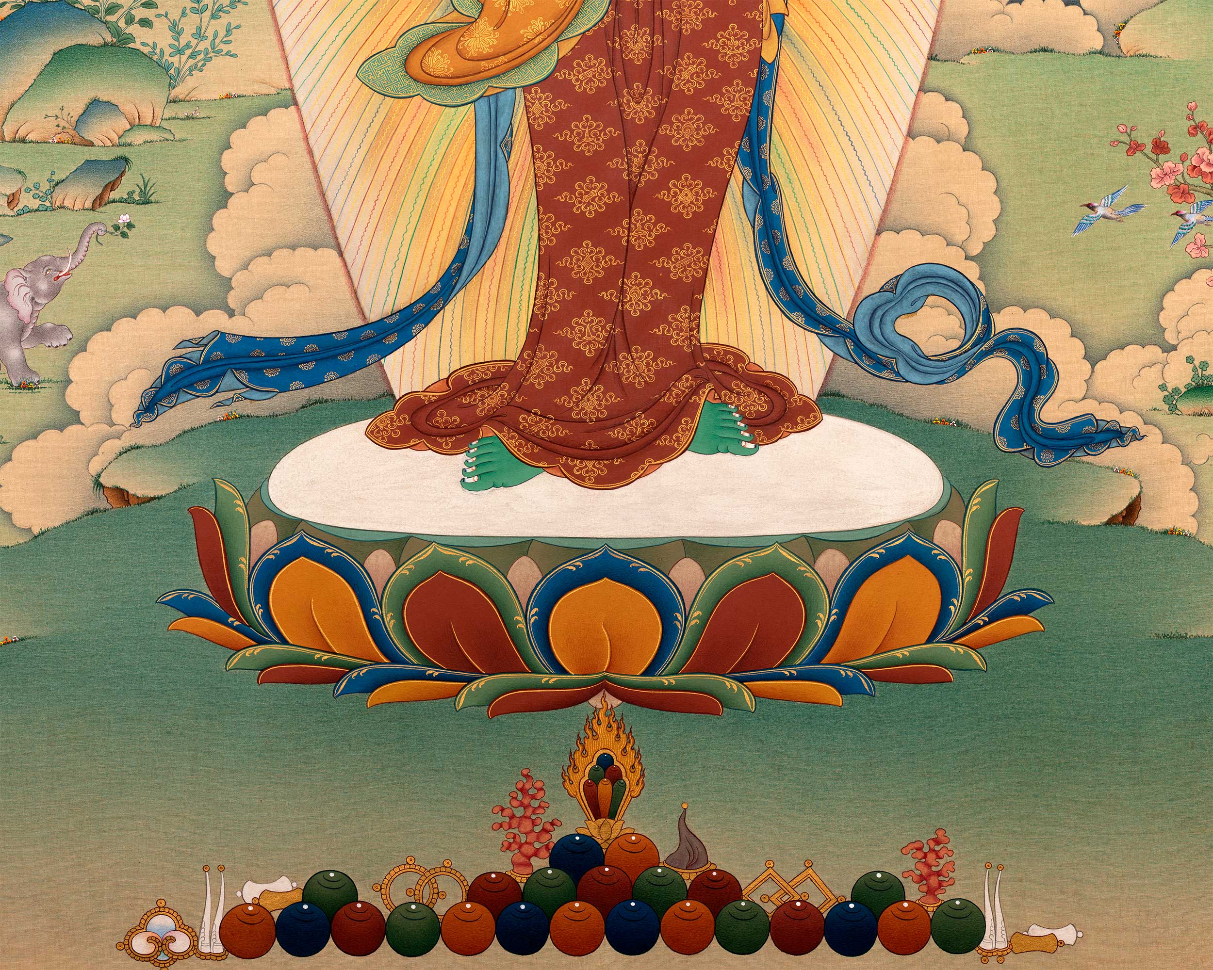 Standing Green Tara Thangka | Digital Thangka Canvas Print