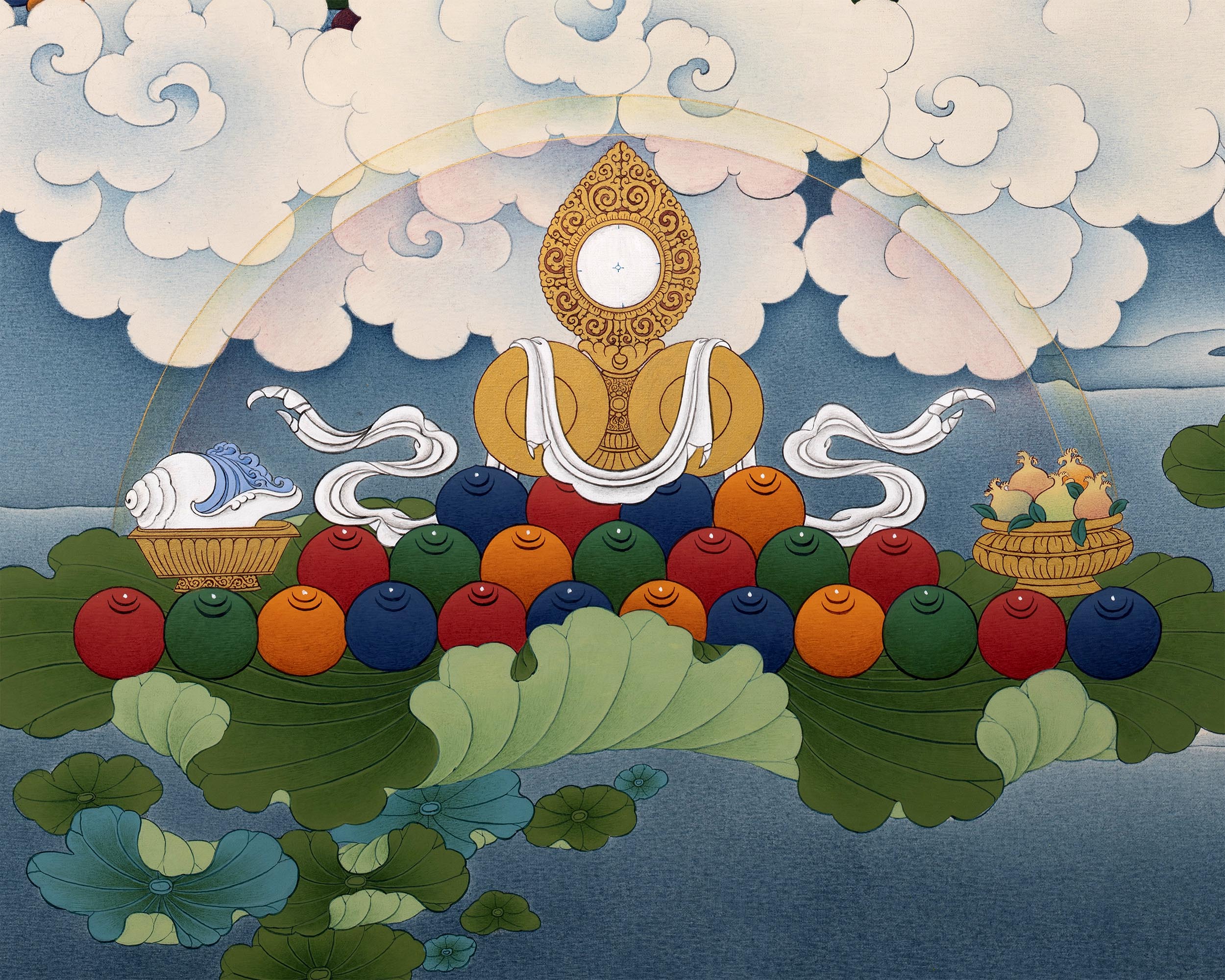 Manjushri Bodhisattva of Wisdom Thangka Print | Buddhist Painting For Living Room Decor