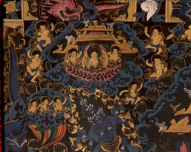 Hand Painted Buddha Mandala Thangka | Art Painting With Brocade