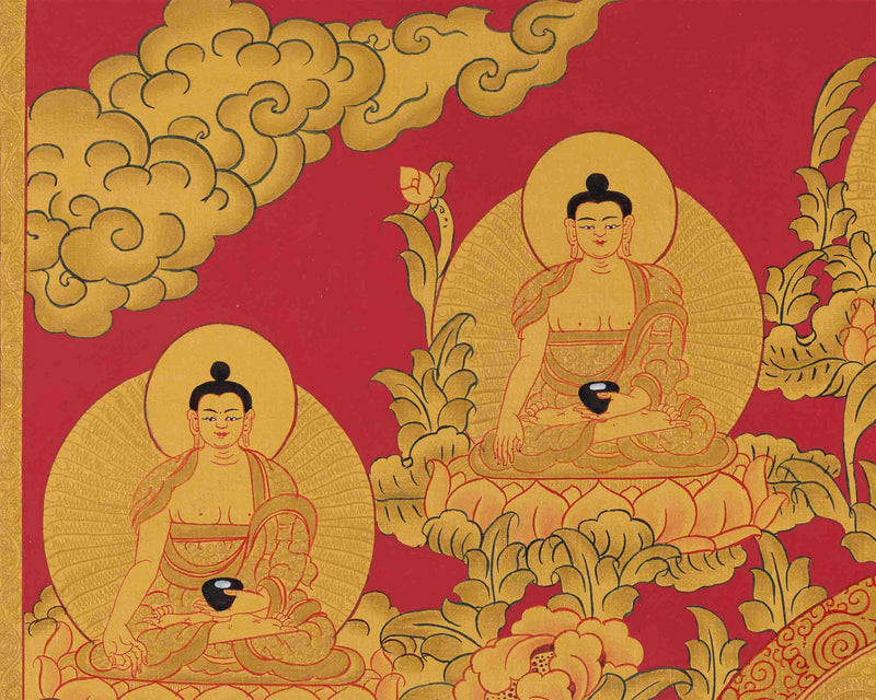 Gold Style Shakyamuni Buddha | Religious Thangka Art | Wall Decors