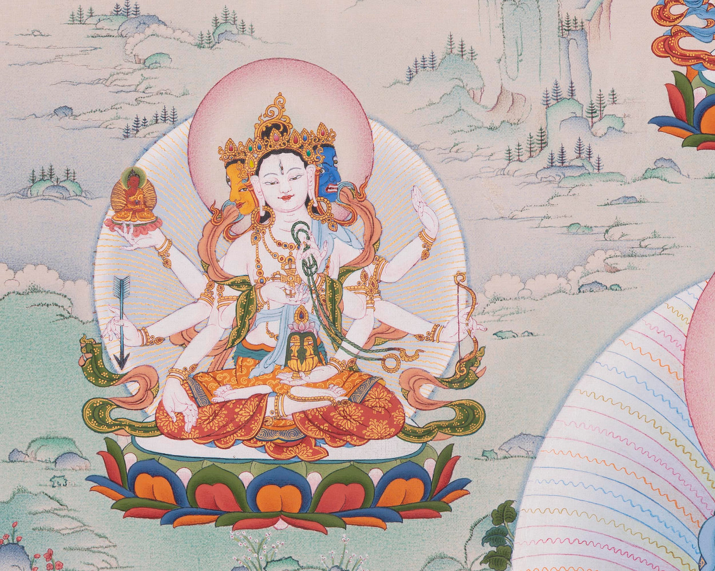 Green Tara with Buddhas and Bodhisattvas | Traditional Tibetan Thangka Print