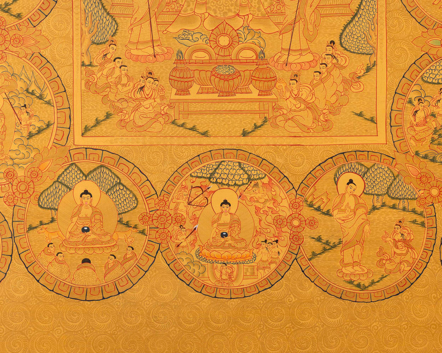 Buddha Life Story | Handpainted Thangka Art | Religious Wall Decor