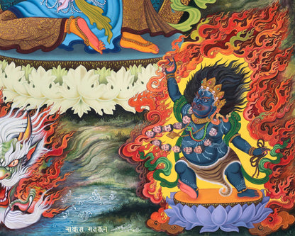 Manjushri Thangka Print | Tibetan Canvas Print | The Bodhisattva Of Wisdom