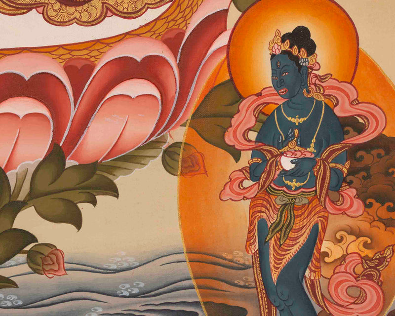 Female Bodhisattva Art | White Tara Thangka | Religious Wall Decors