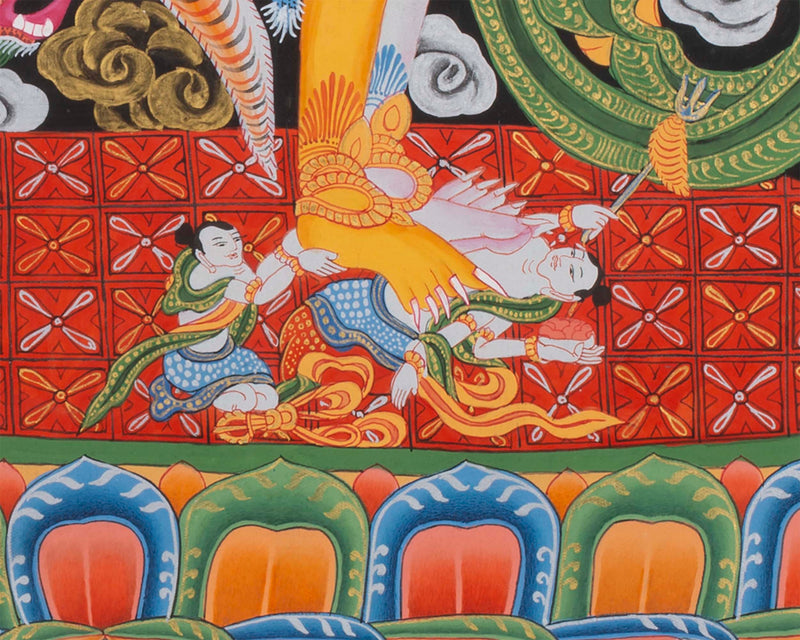Kalachakra Deity Thangka | Kalachakra Yidam with his consort Vishvamata