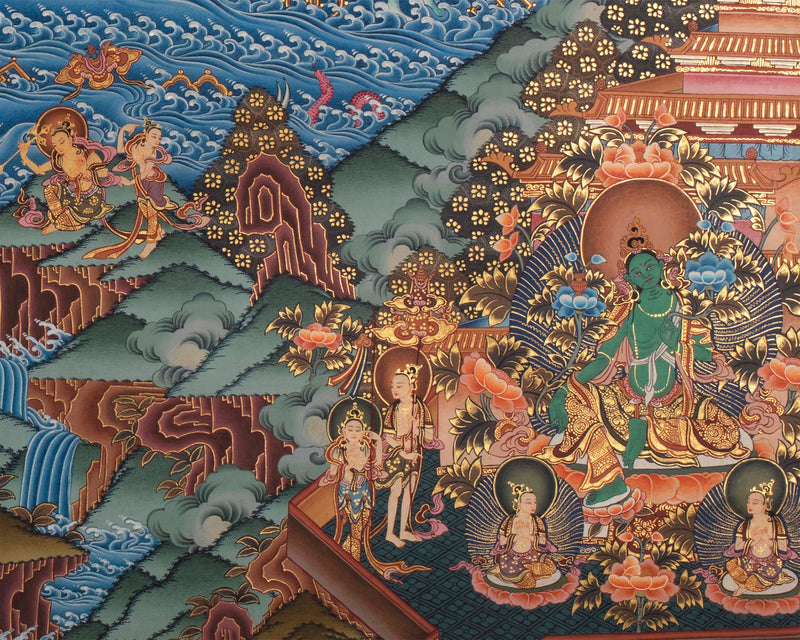 Vintage Manjushri Thangka | Tibetan Wall Decoration Painting