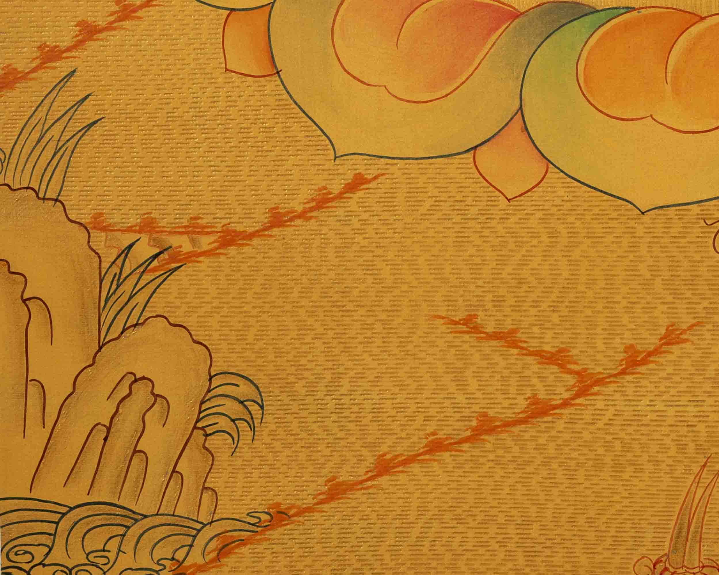 Shakyamuni Buddha Thangka | 24K Gold Painting | Wall Hanging Decors