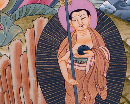 Shakyamuni Buddha With Brocade | Wall Decor Painting