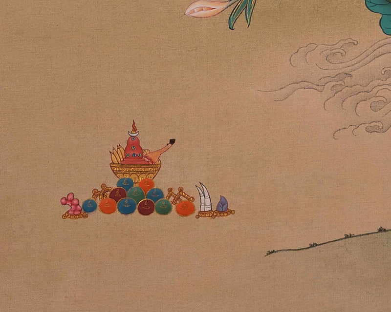 Guru Rinpoche Consort Thangka | Lotus Born Master With His Consort Thangka