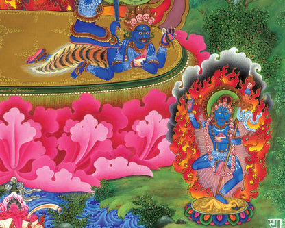 Tibetan Chakrasambhara Thangka Prints | Wrathful Deity Digital Print