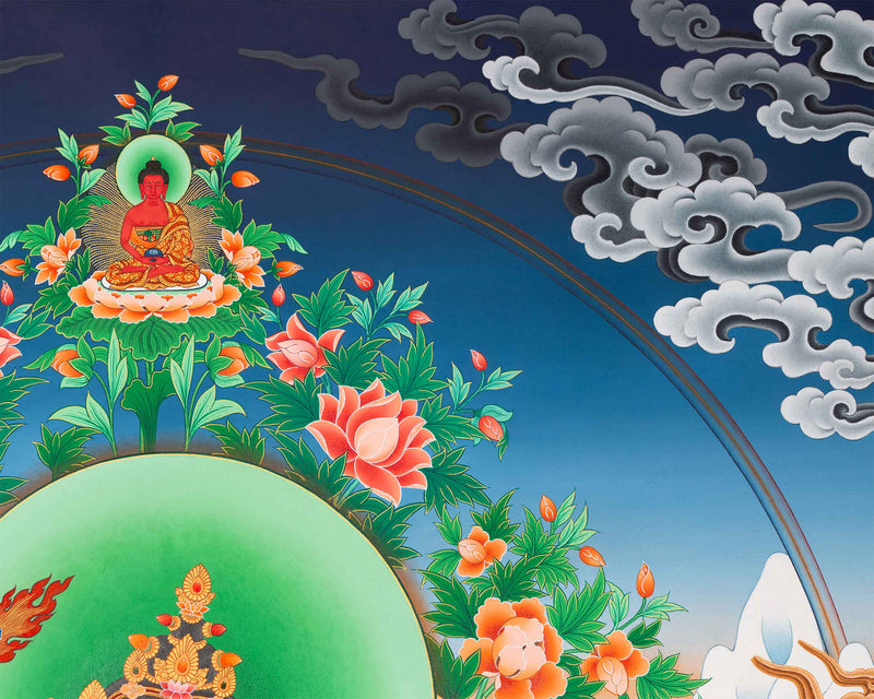 Manjushri The Bodhisattva Of Wisdom Paubha Print | Spiritual Fine Art Print For Room Decoration