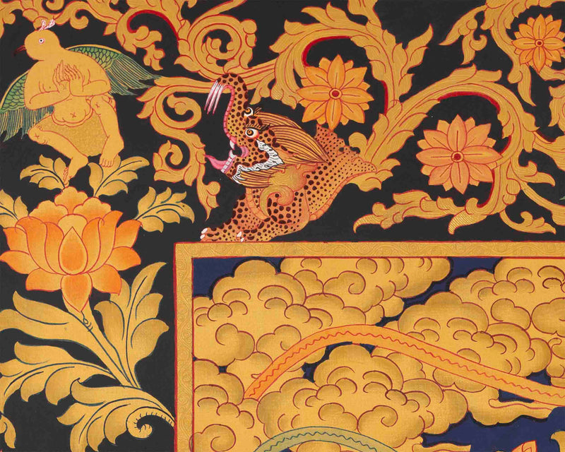 Gold Style Avalokitesvara Chengrezig | Bodhisattva Thangka | Wall Decors