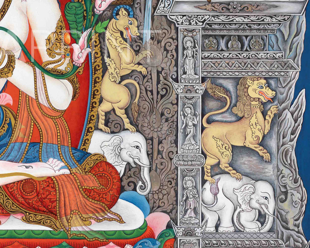 White Tara Thangka Print | Buddhist Art for Decor