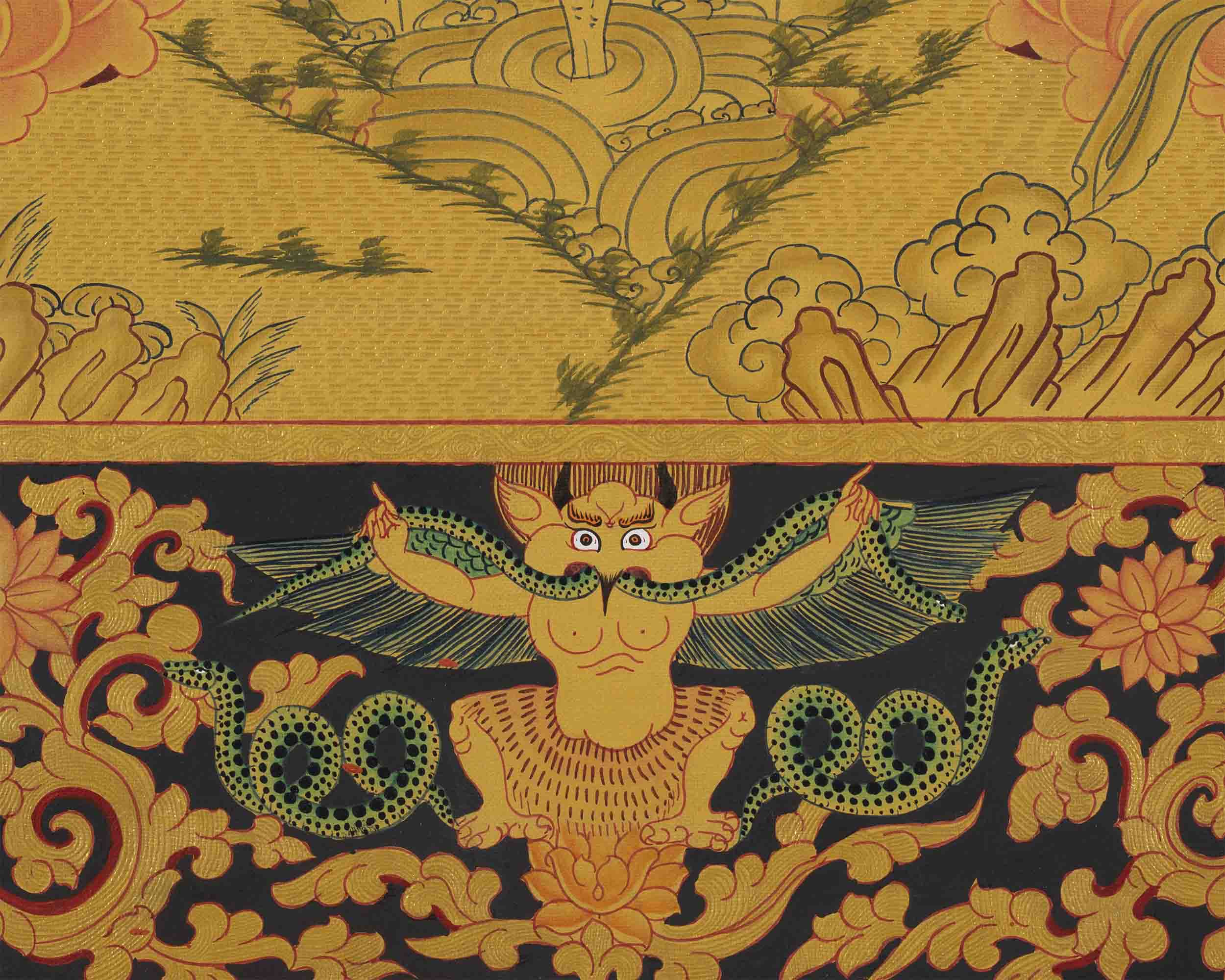Full 24K Gold Green Tara Thangka | Wall Decoration Art