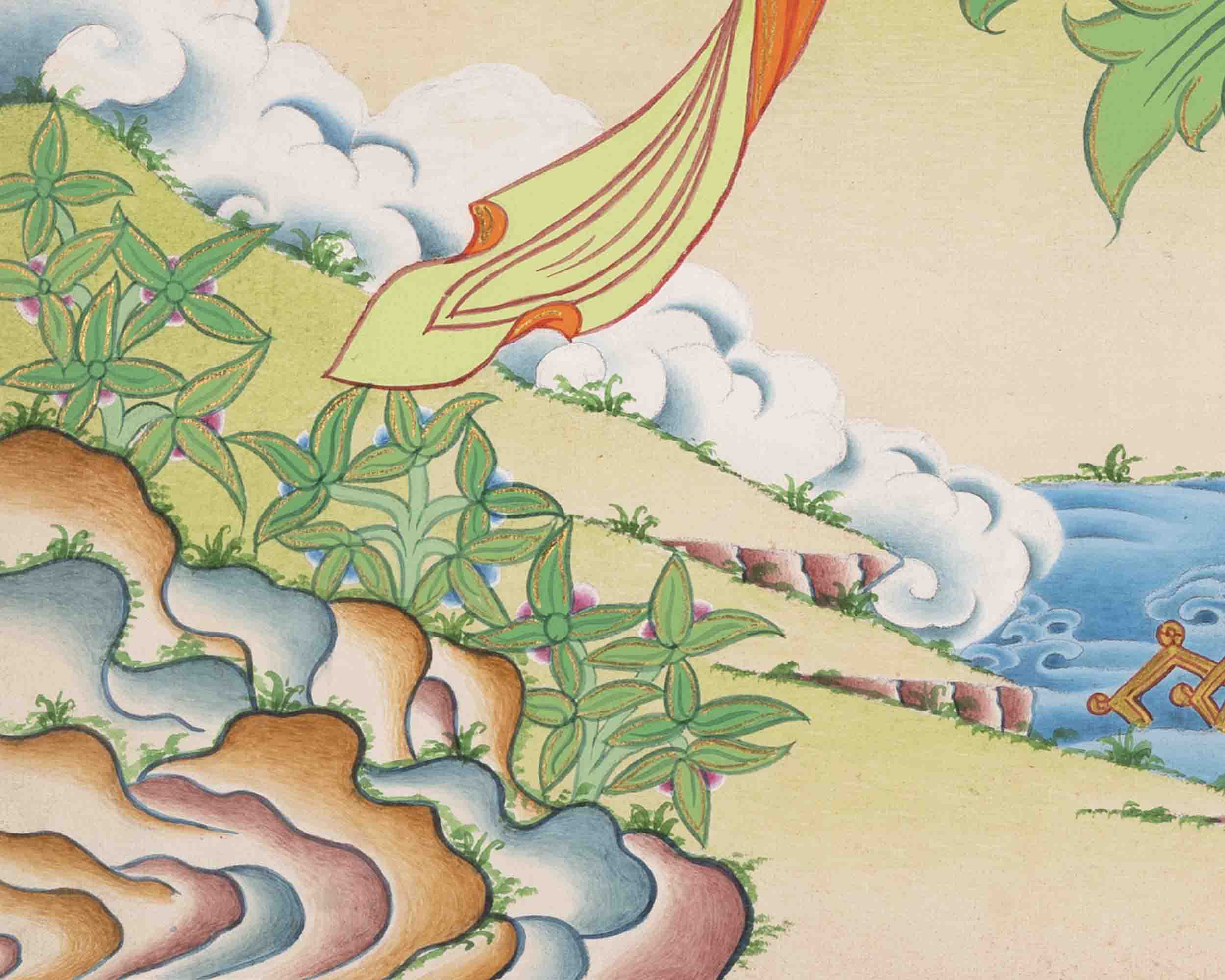 Healing Female Deity | Green Tara Thangka | Wall Decors