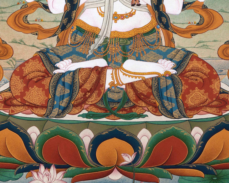 Chenrezig Thangka | Handmade Compassion Deity Painting | Artwork