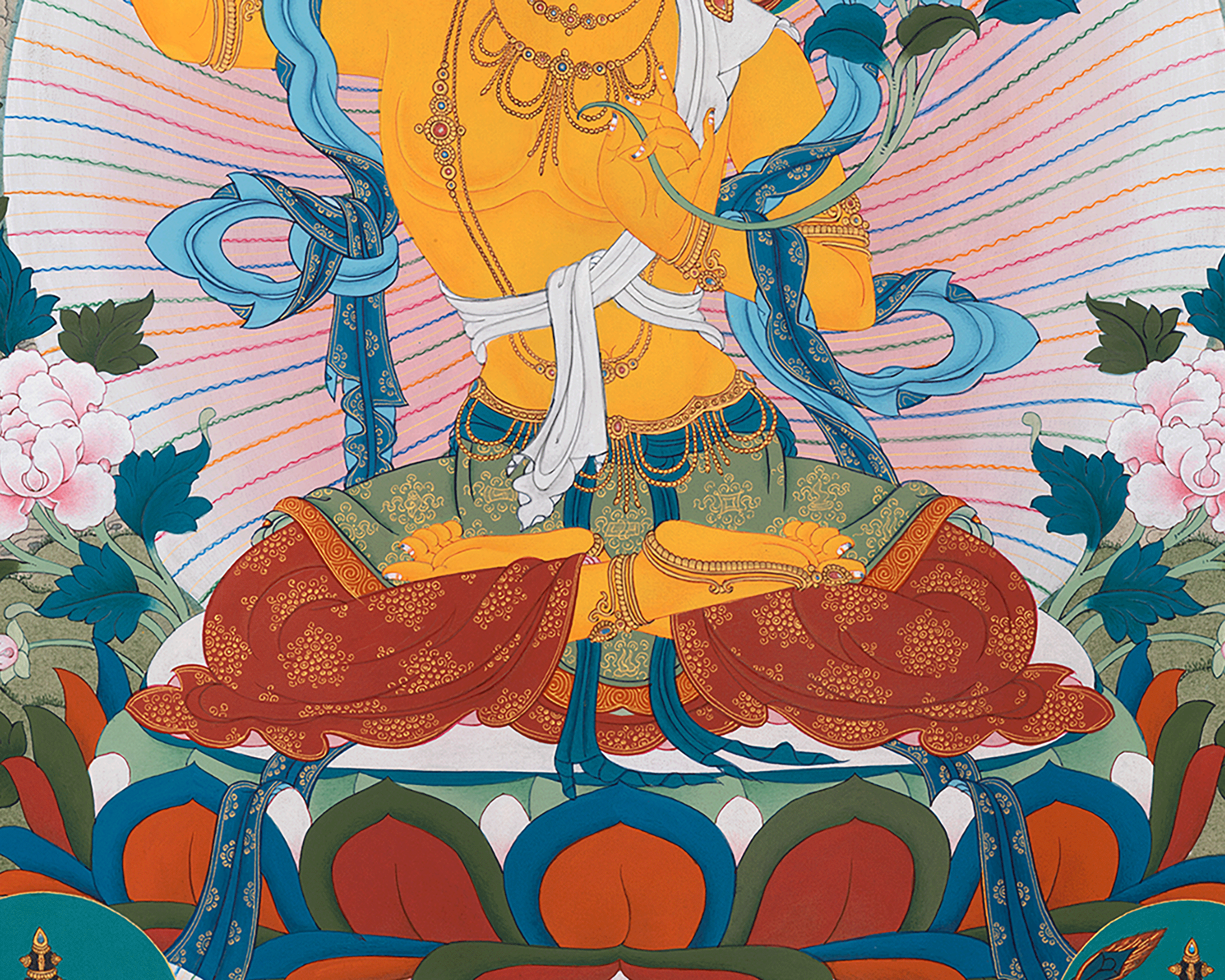 5 Manjushri Thangka as a Symbol of Wisdom | Bodhisattva Art  | Traditional Wall Hanging Decor