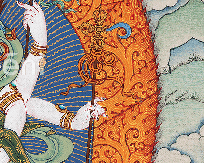 White Mahakala Thangka | The Fierce and Protective Deity of Tibet | Tibetan Buddhist Deity