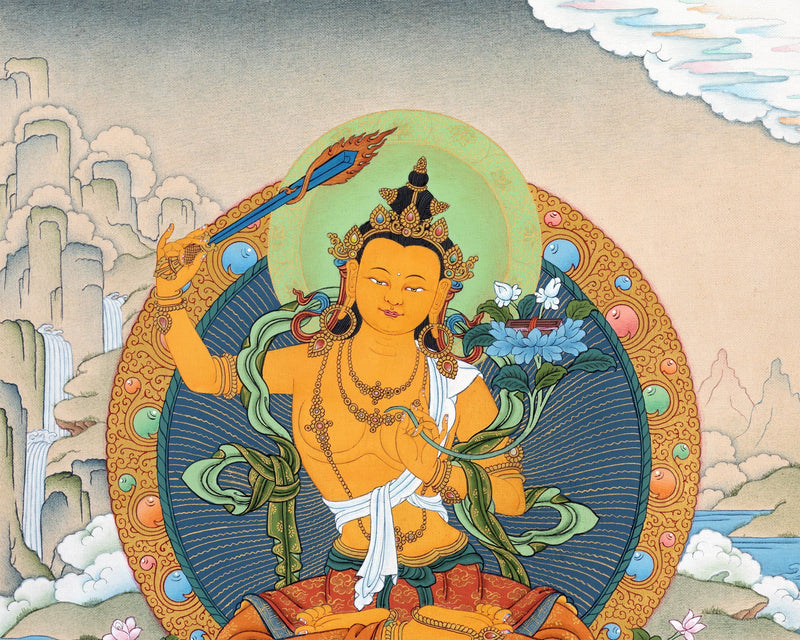 Manjushri Bodhisattva Thangka, Tibetan Thangka Painting