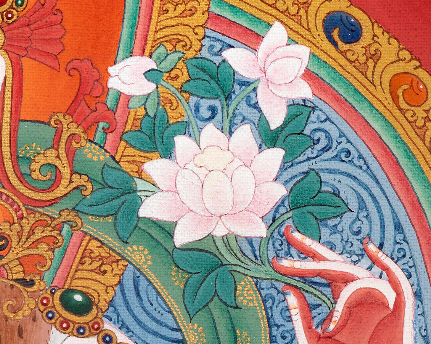 Chenrezig with Manjushri and Vajrapani Thangka | Vajrayana Print With High Quality Giclee