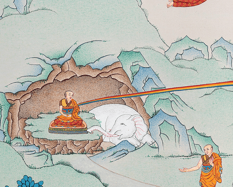 Hand-painted Samatha Meditation Thangka | The Path to Inner Calm and Concentration | Traditional Tibetan Thangka Painting