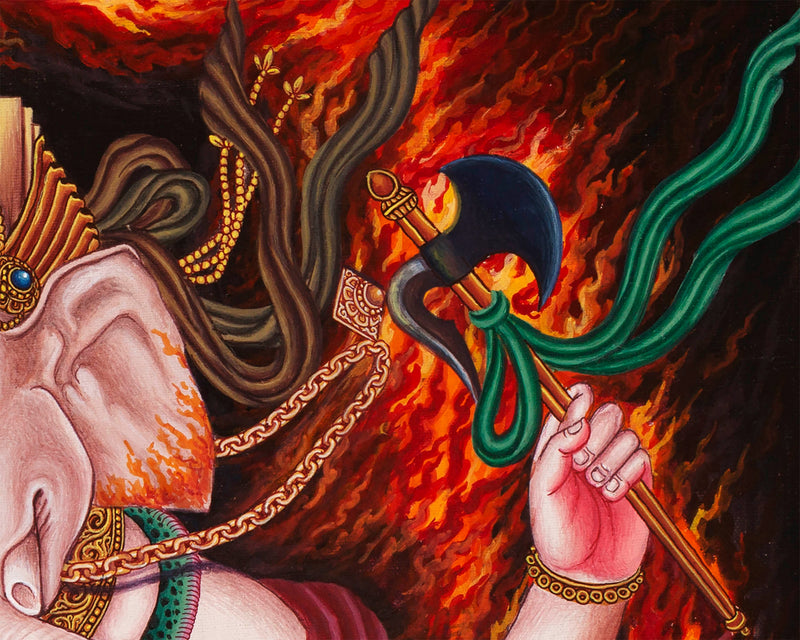 Newari Ganesh Thangka Digital Prints | 4Armed Ganesh