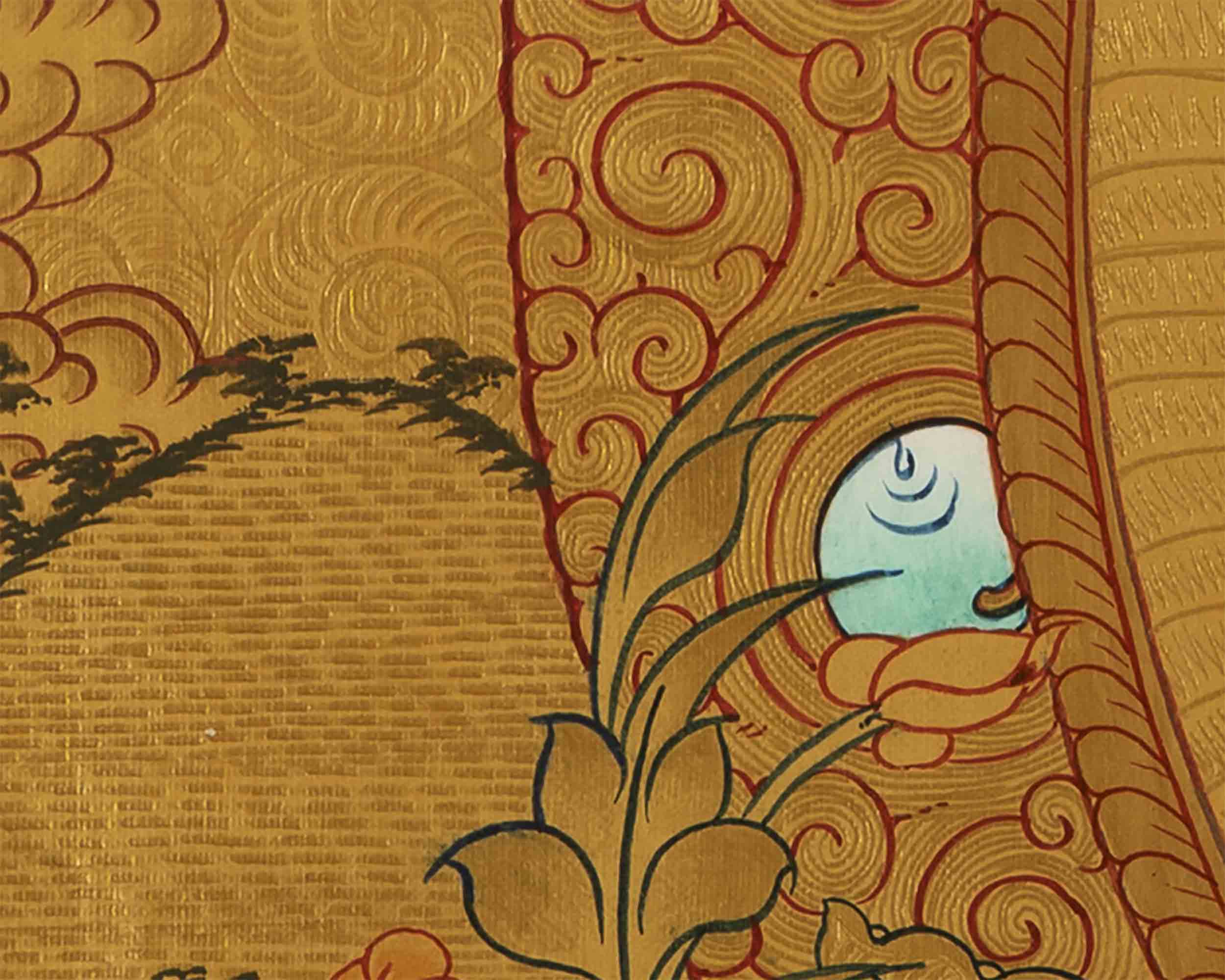 Gold Style Manjushree Thangka |  Home Wall Hanging Thanka