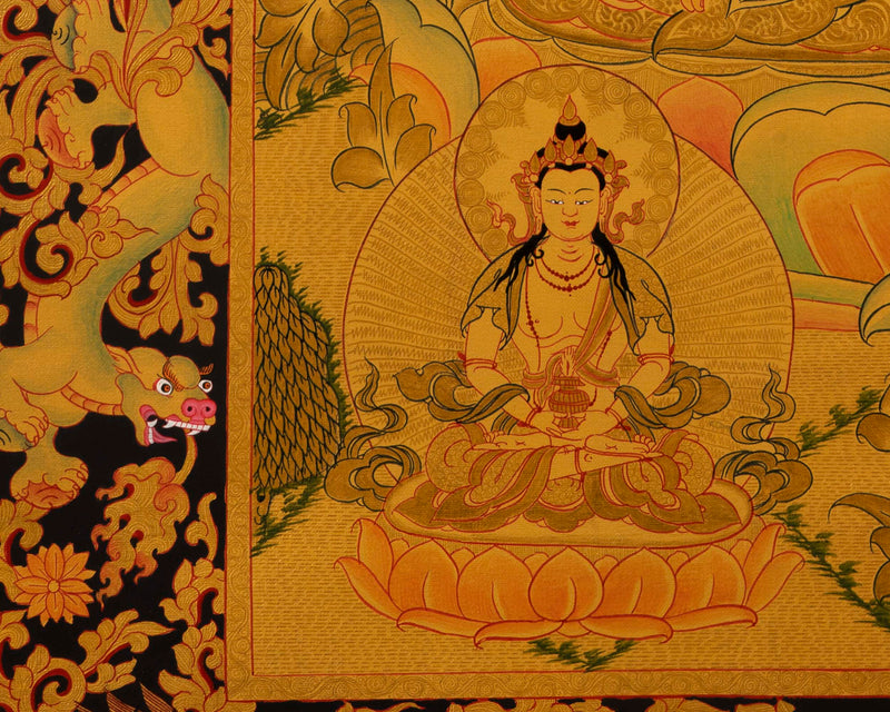Medium Size White Tara | 24k Gold Painted Bodhisattva Painting