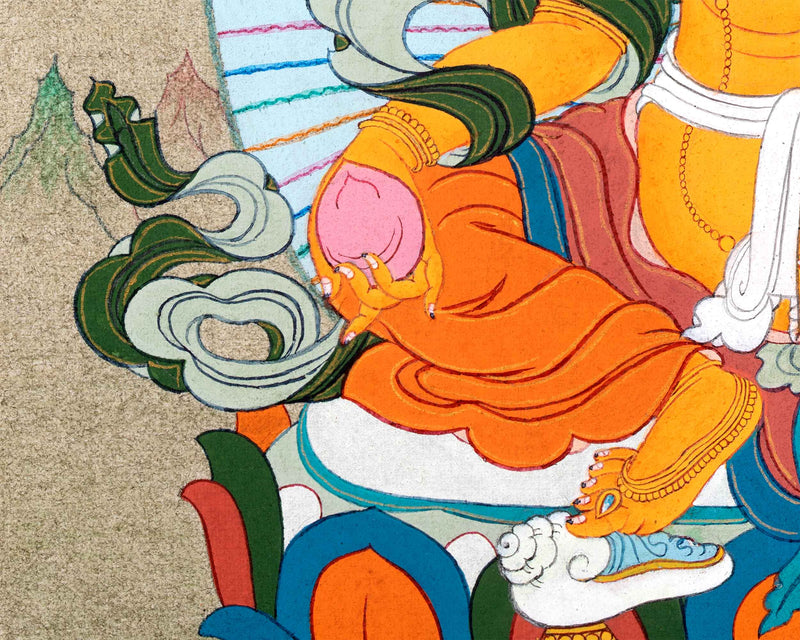 Dzambhala, The Deity of Wealth and Prosperity | Tibetan Buddhist Deity Thangka | Wall Decors