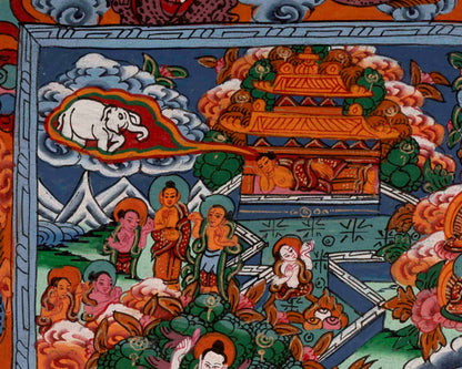 Shakyamuni Buddha's Life Story | Vintage Thangka | Wall Decors