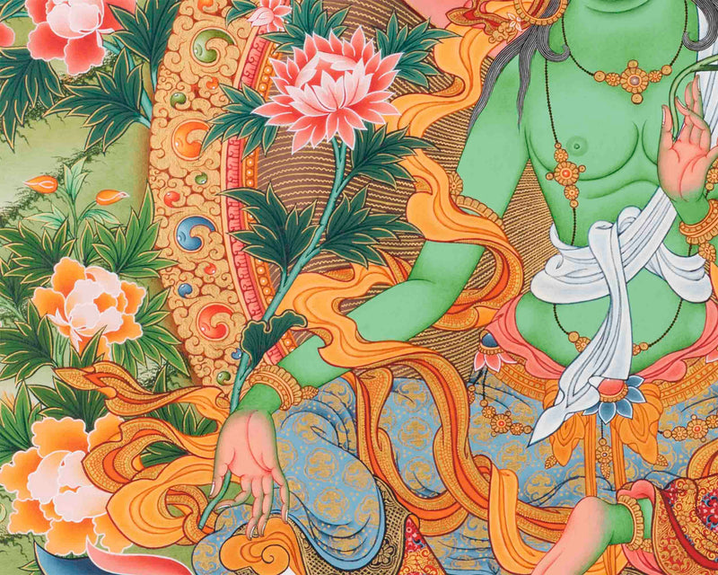 Arya Green Tara Print | Thangka Print | Religious Wall Decors