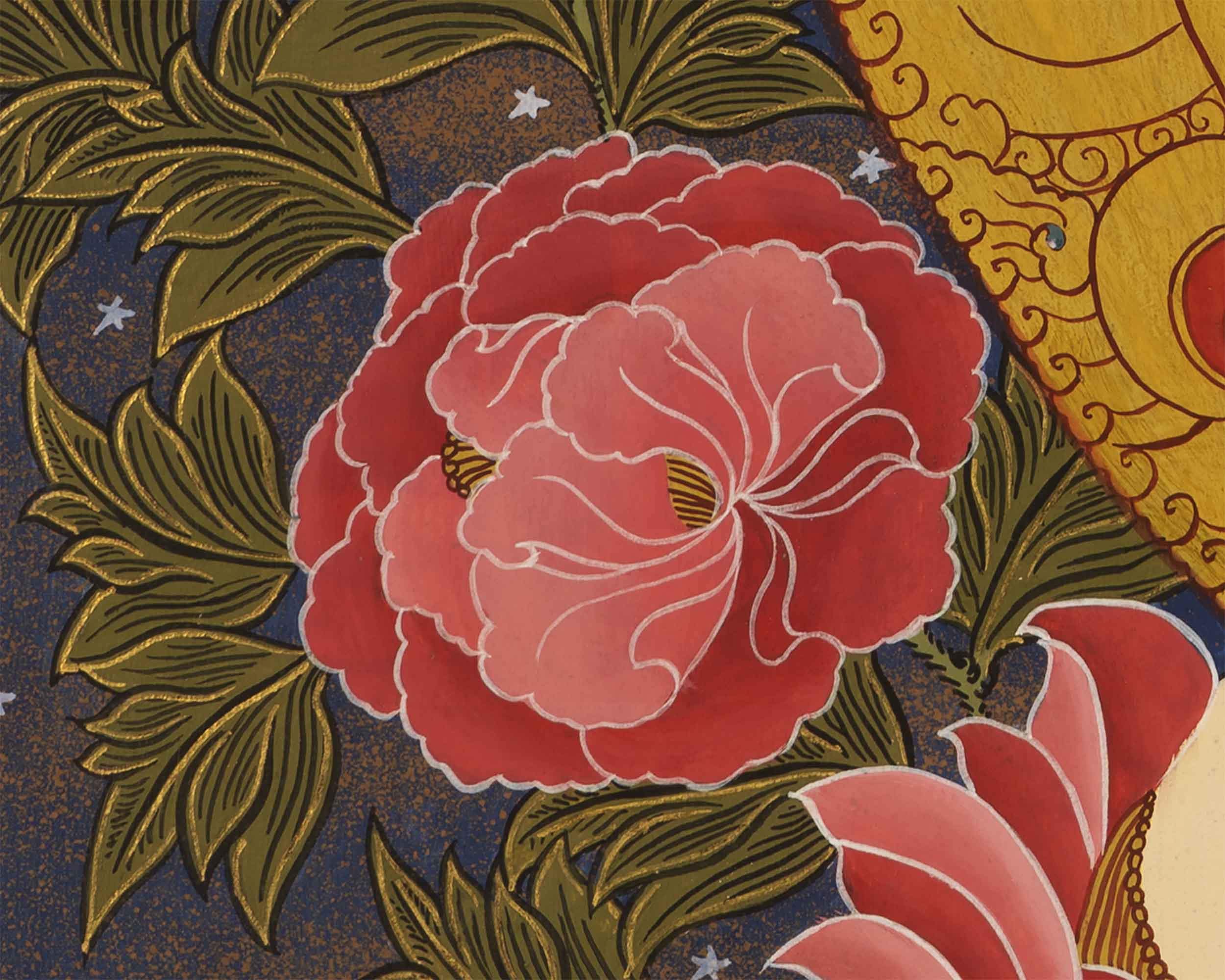 White Tara Thangka Print | Buddhist Female Bodhisattva Art | Wall Decors