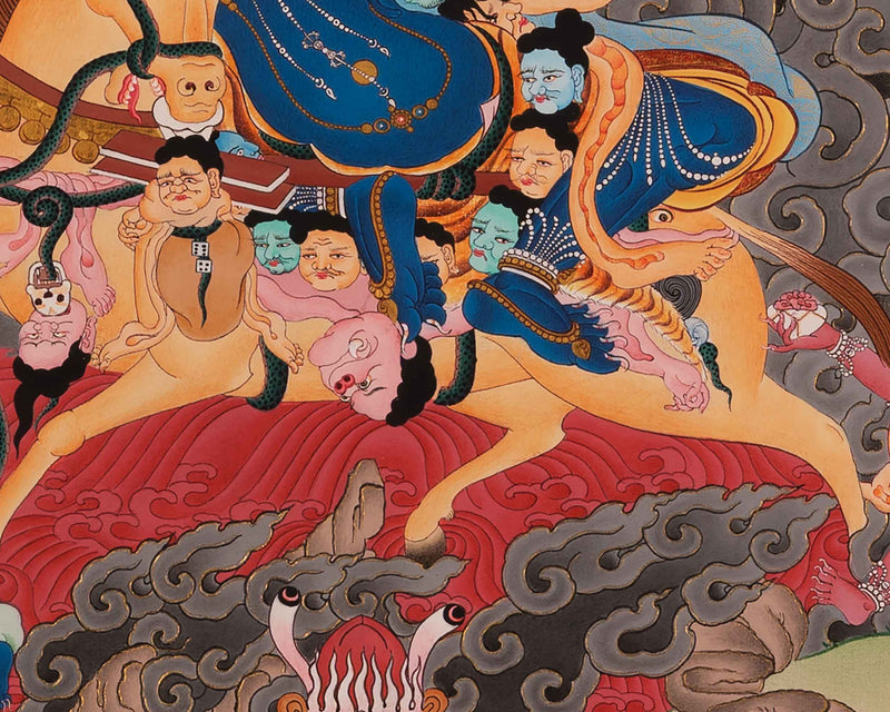 Palden Lhamo Prayer Thangka | Hand-Painted Buddhist Deity Painting