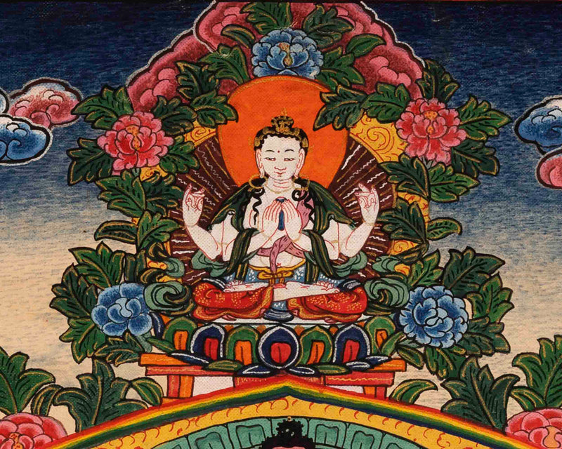 1000 Armed Avalokiteshvara Thangka | Traditional Tibetan Painting