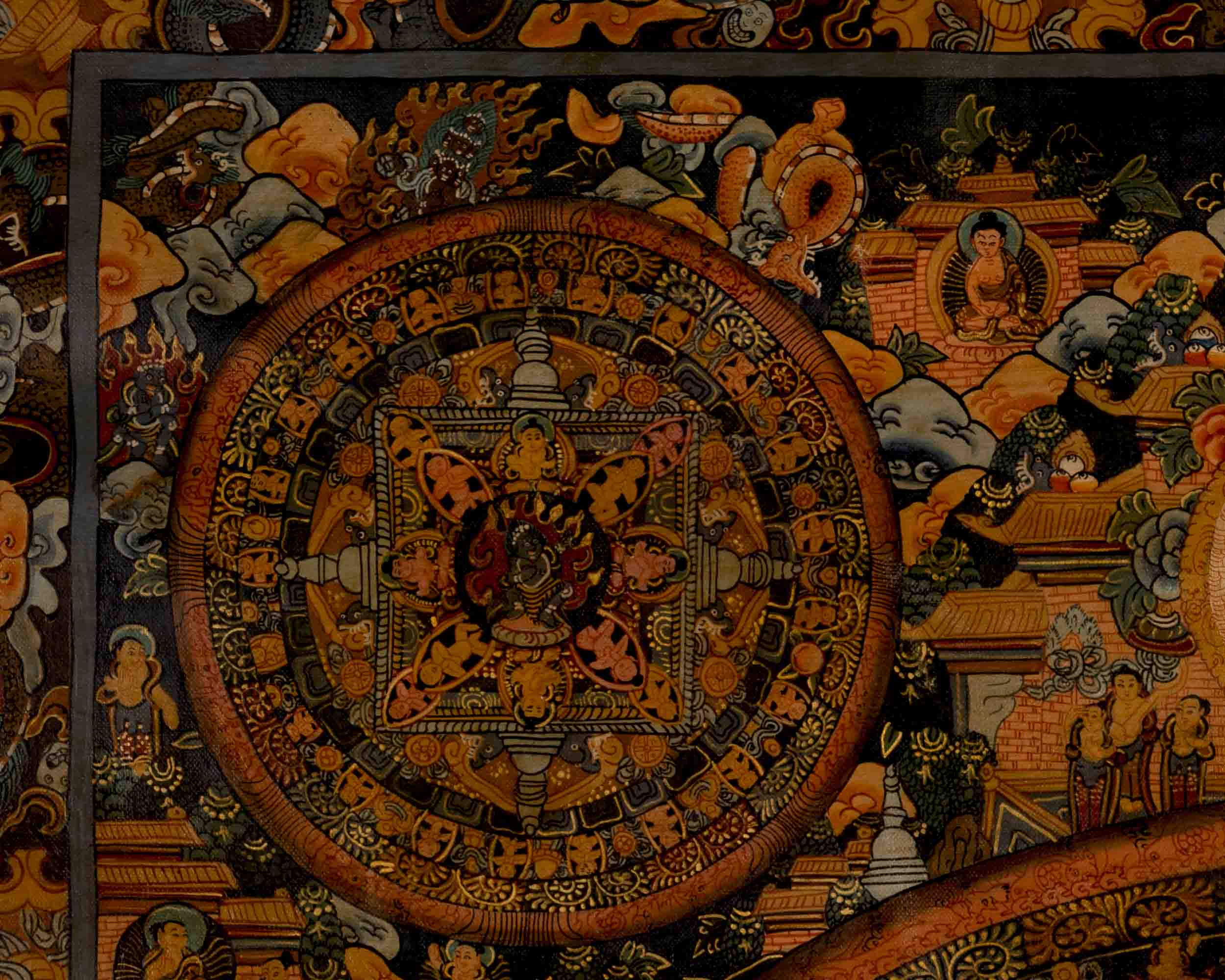 Tibetan Oil Varnished Heruka Mandala | Traditional Thangka