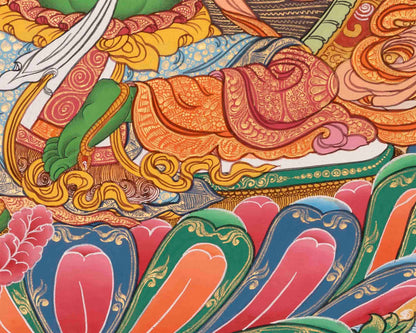 Green Tara Thangka | Healing Female Deity | Religious Wall Decors