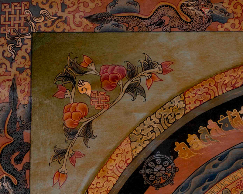 Handpainted Kalachakra Mandala | Traditional Tibetan Thangka | Wall Decors