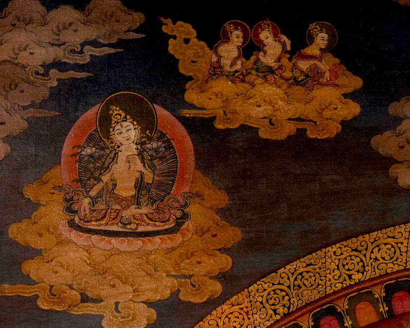 Vinatge Lokeshvara Chenresig Thangka | Traditional Artwork | Wall Decors