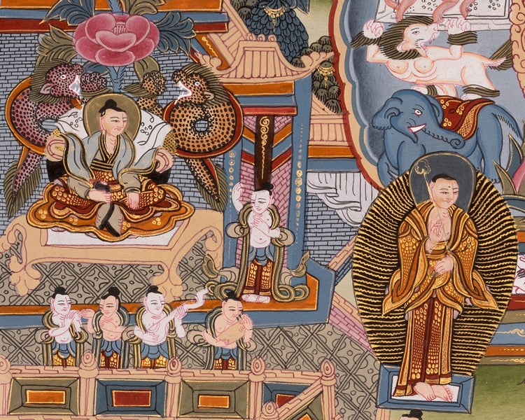 Buddha life Story | Vintage Buddha Thangka