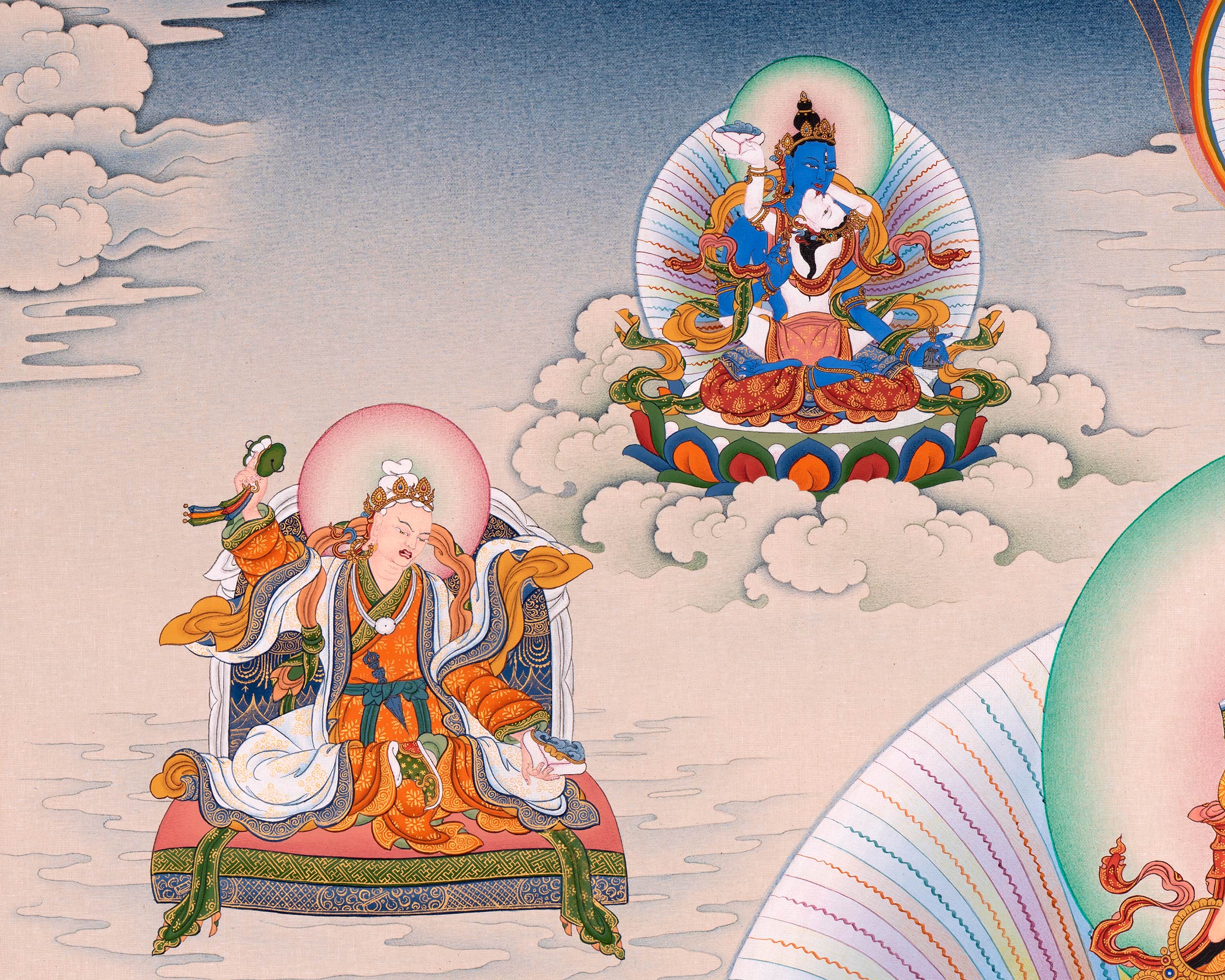 Guru Padmasambhava Manifestation Thangka | Tibetan Thangka Canvas Print