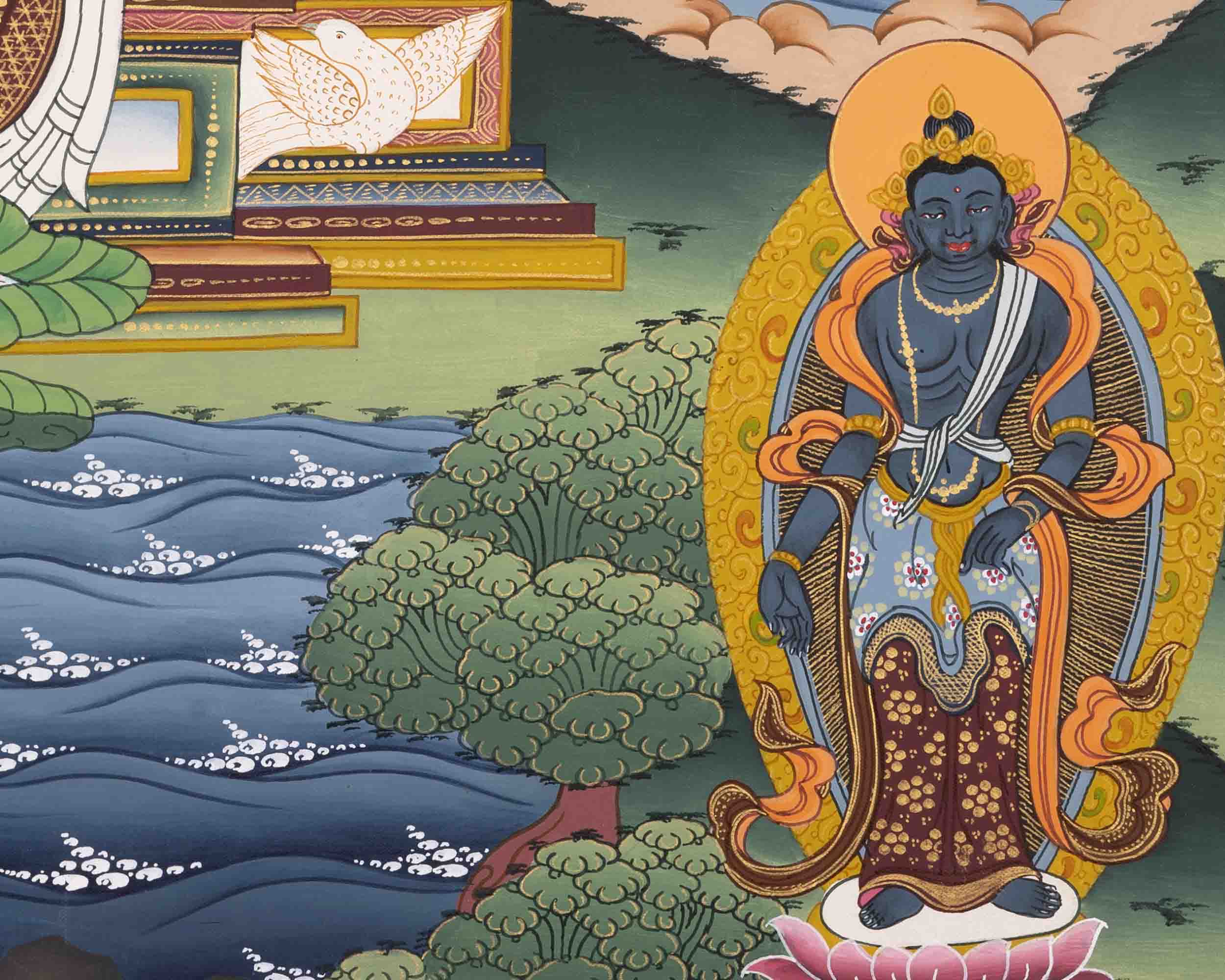Amitabha Buddha Thangka | Handpainted Tibetan Artwork | Wall Decors