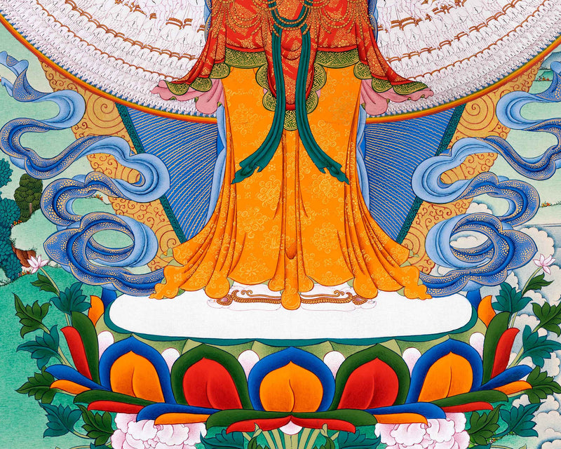 1000 Armed Chenrezig Thangka | Auspicious Buddhist Meditational Deity