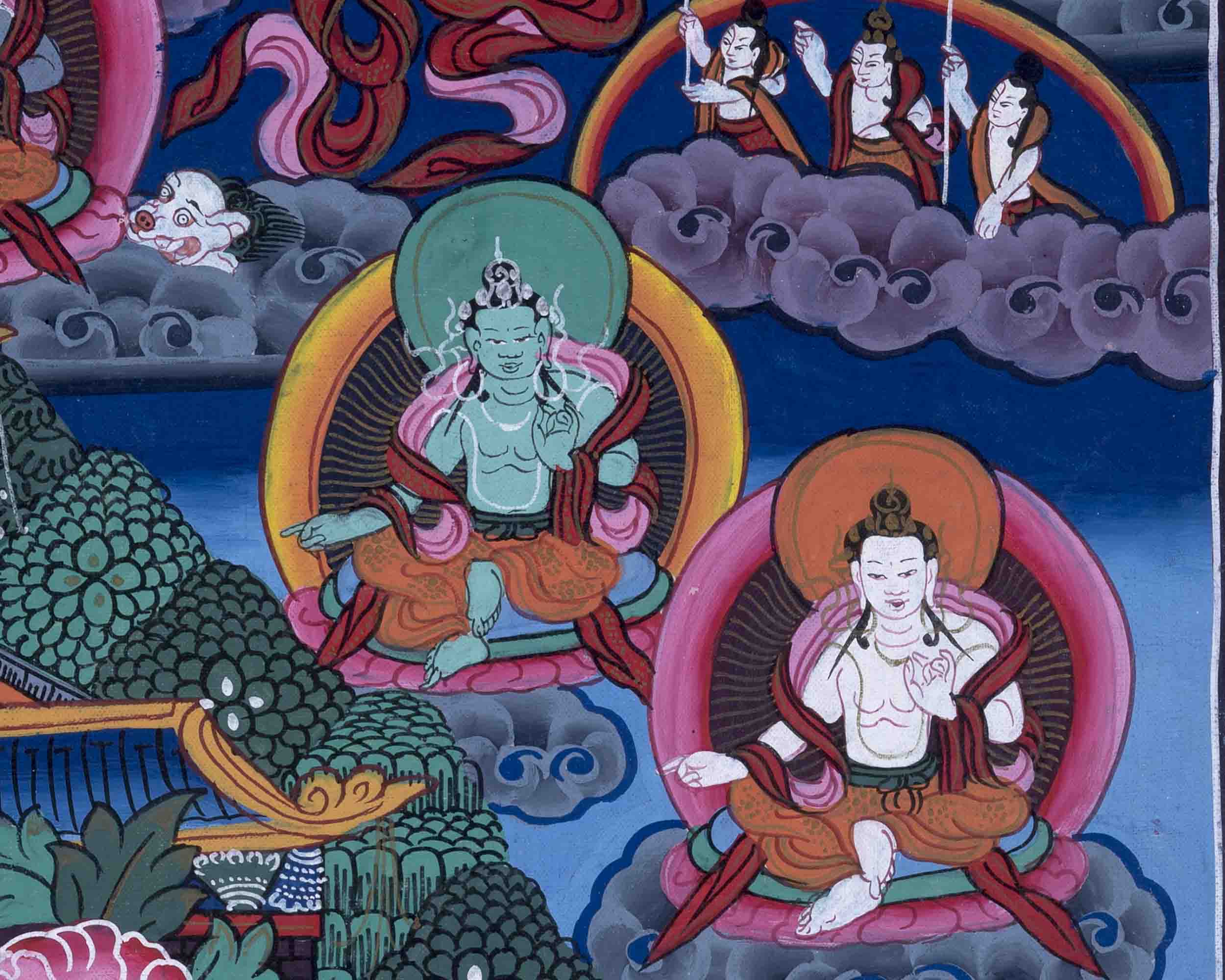Old Green Tara Thangka | Traditional Handpainted Artwork | Wall Decors
